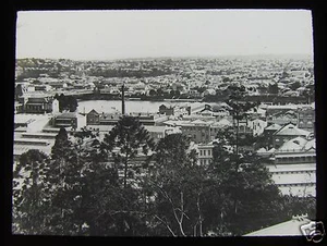Glass Magic Lantern Slide PANORAMA OF BRISBANE C1890 AUSTRALIA - Picture 1 of 2