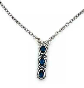 Carolyn Pollack Sterling Silver Triple Blue Spinal Gemstone Pendant Necklace - Picture 1 of 9