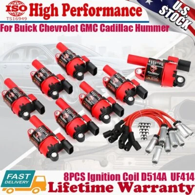 Paquete de 8 bobinas de encendido UF414 para Chevy Silverado 1500 V8 2008-2016 5,3 L D514A Foto 1 de 4
