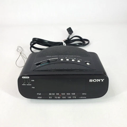 Sony Dream Machine Digital Clock Radio Model ICF-C212 Black AM FM Alarm Buzzer Cover