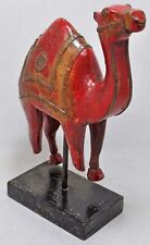Vintage Wooden Camel Figurine on Stand Original Old Hand Carved