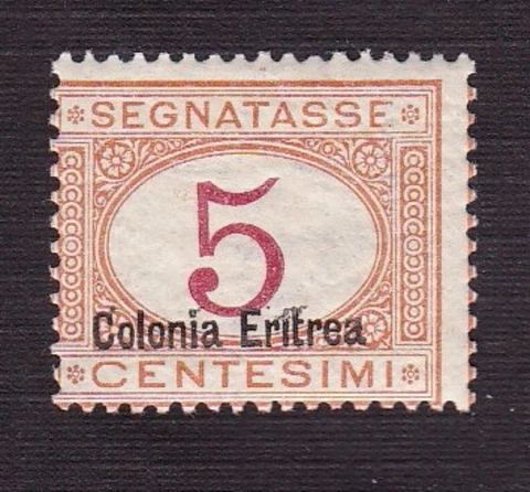 Eritrea 1920 Scott J1 - Colony of Italy Postage Due Black OP - MH Cover