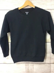 Hanes boy girl Tagless Fleece Long Sleeve Sweatshirt Crew Neck Black M 8 ebony - Picture 1 of 2