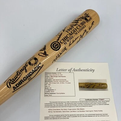 Beautiful 1969 Chicago Cubs Team Signed Baseball Bat 21 Sigs Ernie Banks JSA COA - Image 1 of 4