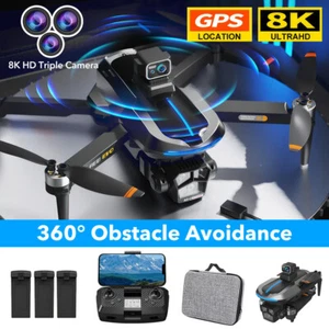 Drone Pro 8K HD 2/3 Batterry Three Camera 5G WiFi GPS FPV Foldable RC Quadcopter - Picture 1 of 23