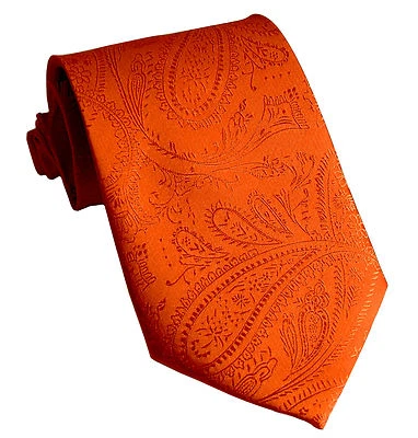 New Men's Polyester Woven Neck Tie necktie only orange paisley prom wedding - Image 1 of 2