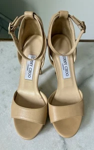 Jimmy Choo 'Kayden' Ankle Strap Sandal Nude Open Toe Heels 36.5, 6.5 - Picture 1 of 11