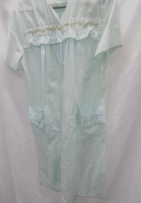 Mujeres 16 De Colección Abrigo Plumero Floral Volantes Azul Vestido Pijama Bata Camisón Foto 1 de 4