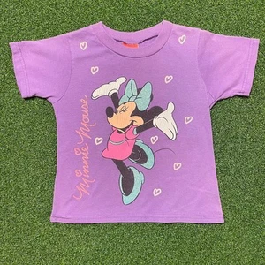 Vintage 90s Y2K Purple Mickey For Kids Minnie Mouse Graphic T Sz 4T - Picture 1 of 4
