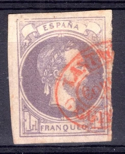 SPAIN / CARLIST STAMP / Y&T # 2 USED RED CANCELLATION / CV 400$ - Picture 1 of 3