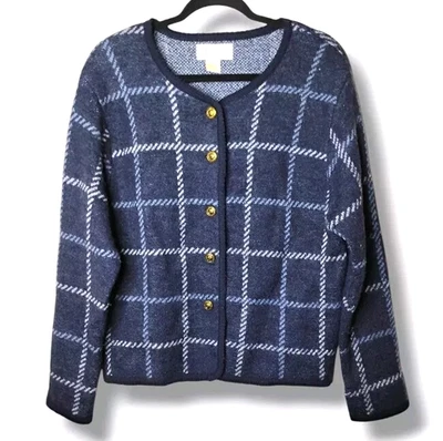 Vintage 100% Wool Cardigan Size L Gold Buttons Preppy Career Casual Corner - Image 1 of 4