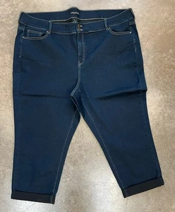 Morgan Walker Plus Size Dark Denim Jeans Size 28 Cropped Stretch Summer Time - Picture 1 of 11