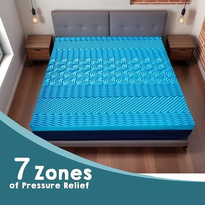 DAVID & AMAYA 7-Zone Mattress Topper Memory Foam Orthopaedic Pressure / Pain Relief 6cm Thick
