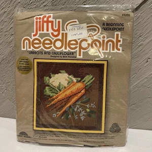 Vtg Jiffy Needlepoint Kit "Carrots and Cauliflower" By Sunset Designs- NOS - Picture 1 of 5