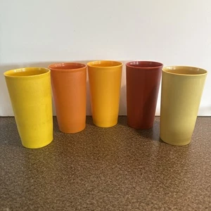 Vintage Tupperware Tumblers Glasses #873~12 oz Harvest Colors Stackable set of 5 - Picture 1 of 15