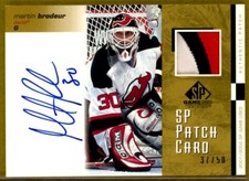 2001-02 SP Game Used Patches Autographs #SPMB Martin Brodeur PATCH AUTO /50