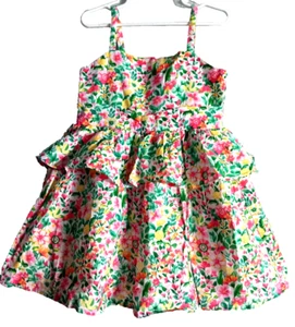 Janie and Jack 5y floral sundress waist ruffle tier cumberbund straps lined - Picture 1 of 5