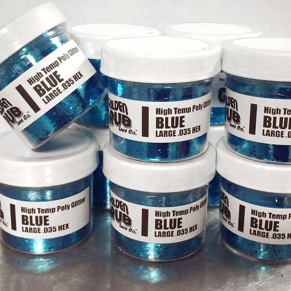THE GOLDEN GRUB LURE CO NEW 2 OZ. Jar BLUE High Temp Glitter .030 Hex Fishing Lure Making plastisol