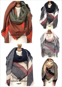 Neu Damen Oversize Warm Azteken Schal Plaid Karo Tuch Halstuch Quadrat Decke Schal - Bild 1 von 3