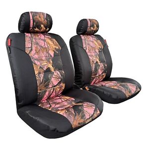 Canvas Seat Covers Universal Fit Pink Camouflage Black Front Pair