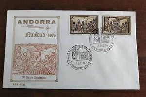 SOBRE PRIMER DÍA FDC ANDORRA ESPAÑOLA 1976 NAVIDAD - Imagen 1 de 1