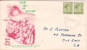 Australia 1951 2d Green Pair Queen Elizabeth FDC Wide World cover.Addressed. - Picture 1 of 2