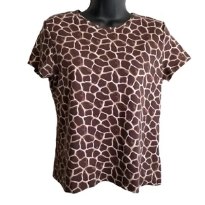 Camiseta Croft & Barrow Pequeña Mediana Marrón Estampado Jirafa Algodón Animal Safari Informal - Imagen 1 de 8
