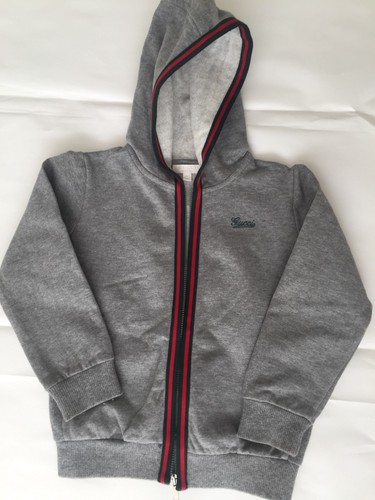 Gucci Giacca Pile Grigia con Cappuccio per Piccoli Ragazzi Taglia 24