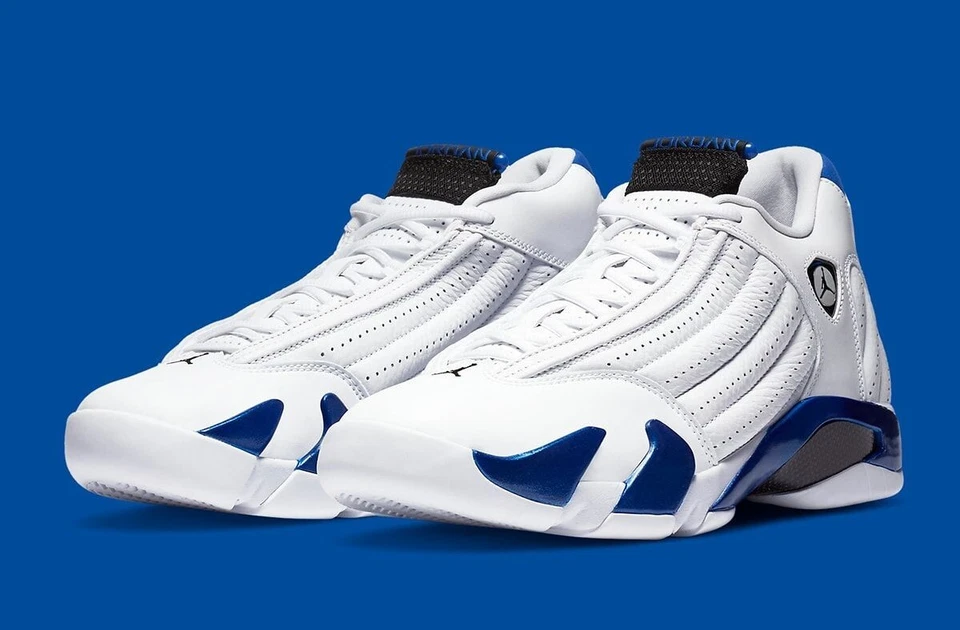 Nike Air Jordan 14 Retro Branco Hyper Royal 487471-104 Masculino Tamanho Novo - Imagem 1 de 4