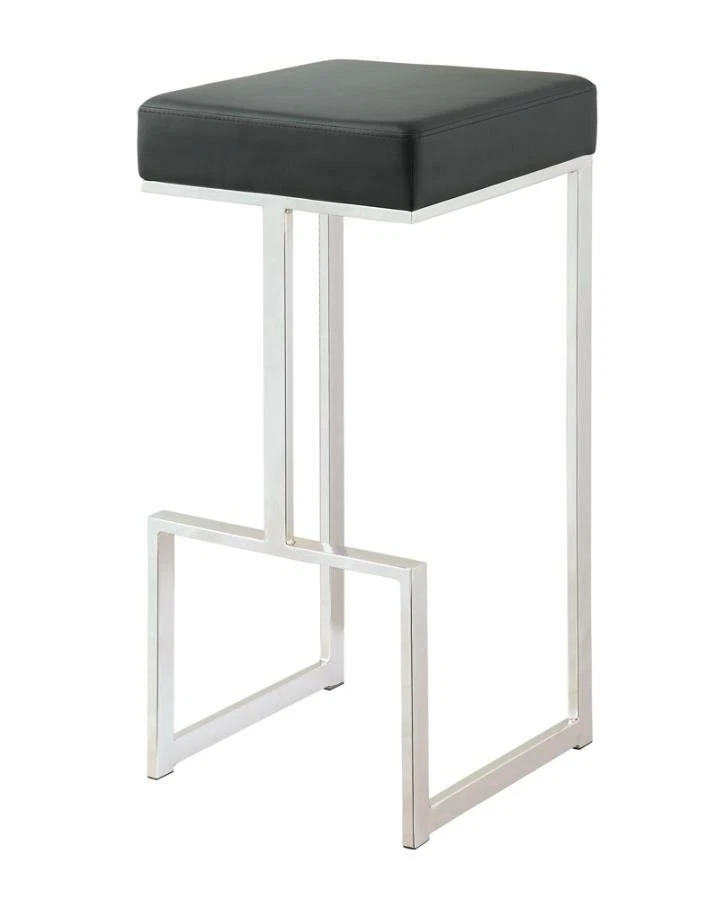 Contemporary Black Leatherette Bar Stool with Chrome Base by Coaster 105263 Foto 1 de 1