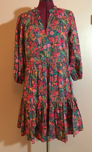 New J Crew Liberty 100% Cotton Floral Ruffle Neck Layered Dress Multi Sz XS $168 - Picture 1 of 11