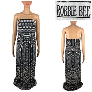 Robbie Bee Womens Large Maxi Dress Strapless Abstract Pattern Polyester EUC - Picture 1 of 8