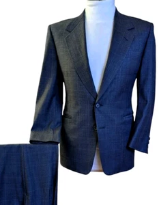 Traje de Lana Pura CANALI Para Hombres 2 Piezas Gris Cuadros US 40R Pantalones 31x29 Diseñador de Lujo - Imagen 1 de 12