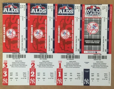 DEREK JETER FINAL POST SEASON - 2012 ALDS FULL TICKETS SHEET ORIOLES @ YANKEES Cover