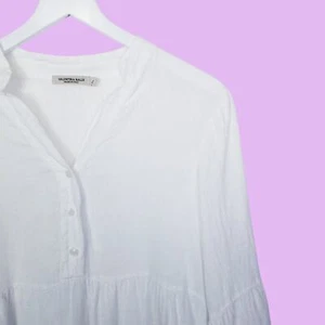 Valentina Naldi Made in Italy 100% Linen White Tiered Boho Tunic Size M - Picture 1 of 5