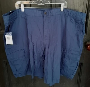 NWT CHAPS Mens 48 Big & Tall Cotton Cargo Shorts Deep Water Blue - Picture 1 of 3