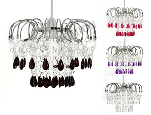 Poppy Style Light Shade Ceiling Chandelier Acrylic Beaded Pendant Home Office - Picture 1 of 5