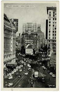 WWII WAVE correo militar gratuito Times Square RPPC Planters Peanuts, Coca-Cola - Imagen 1 de 8