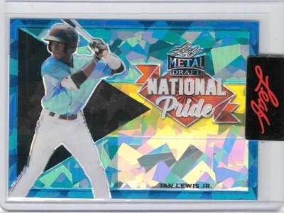 Ian Lewis Jr. 2021 Leaf Metal Draft National Pride Blue Crystal Plate 1/1 NO# - Image 1 of 2