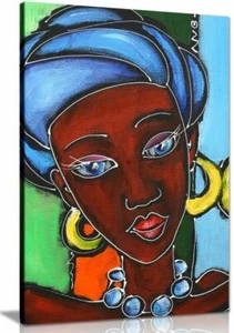 Arte africano abstracto moderno dama lienzo arte de pared impresión decoración del hogar - Imagen 1 de 1