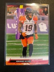 Dominique Rhymes - 2023 Upper Deck CFL "Exclusives" Card #90 (Serial #064/100) - Picture 1 of 2