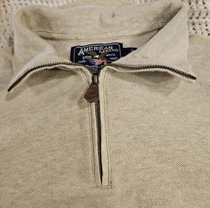 American Living Men's Size L Cream Long Sleeve Shirt 1/4 Zip 100% Cotton Warm - Picture 1 of 7