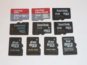 10 x MIESZANE KARTY MULTIMEDIALNE MICRO SD APARAT CYFROWY 256GB 16GB 2GB 1GB - Zdjęcie 1 z 1