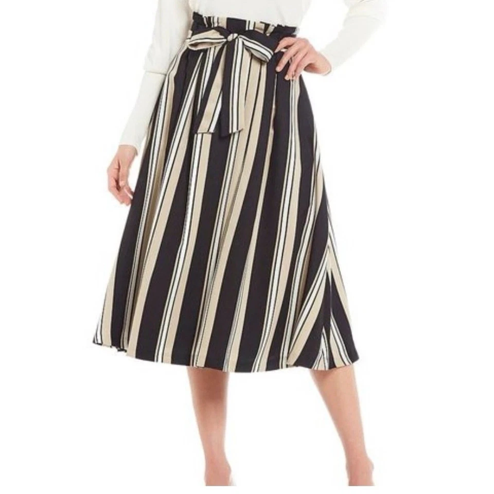 Falda midi con bolsa de papel a rayas Antonio Melani con cinturón talla 2 Foto 1 de 4
