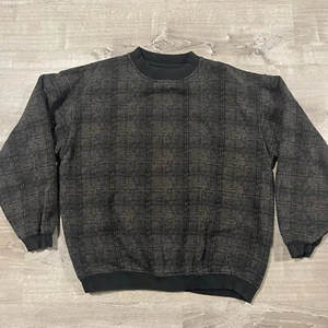 Felpa girocollo vintage cavalieri abbigliamento sportivo a quadri nero grigio medio - Foto 1 di 4