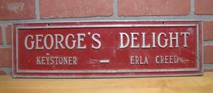 Insegna stalla fienile cavallo da corsa GEORGE'S DELIGHT cavallo da corsa KEYSTONER - ERLA CREED - Foto 1 di 8