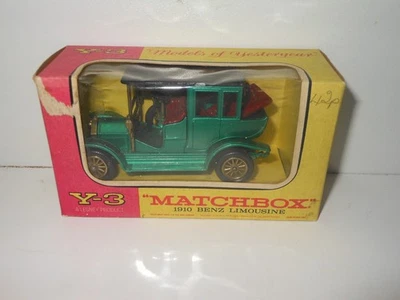 1960s MATCHBOX Y-3 MODELS OF YESTERYEAR 1910 BENZ LIMOUSINE toy black roof lot2 - Image 1 of 4
