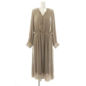 Styledeli STYLE DELI Vintage Satin Gathered Dress Long Sleeve F Greige NR Used b - Picture 1 of 6