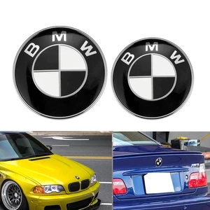 82mm/74mm Schwarz Weiß Emblem Für BMW Vorne Motorhaube Hinten Heckklappe - Bild 1 von 3