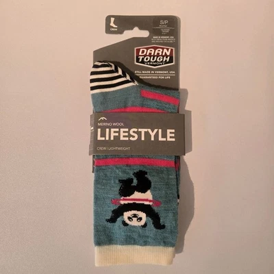 New Womens Small Darn Tough NWT 6037 Lagoon Crew Light Socks MERINO Wool Animal - Image 1 of 4